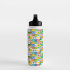 Colorful back to school mosaic pattern Water Bottle Gallery Image 3