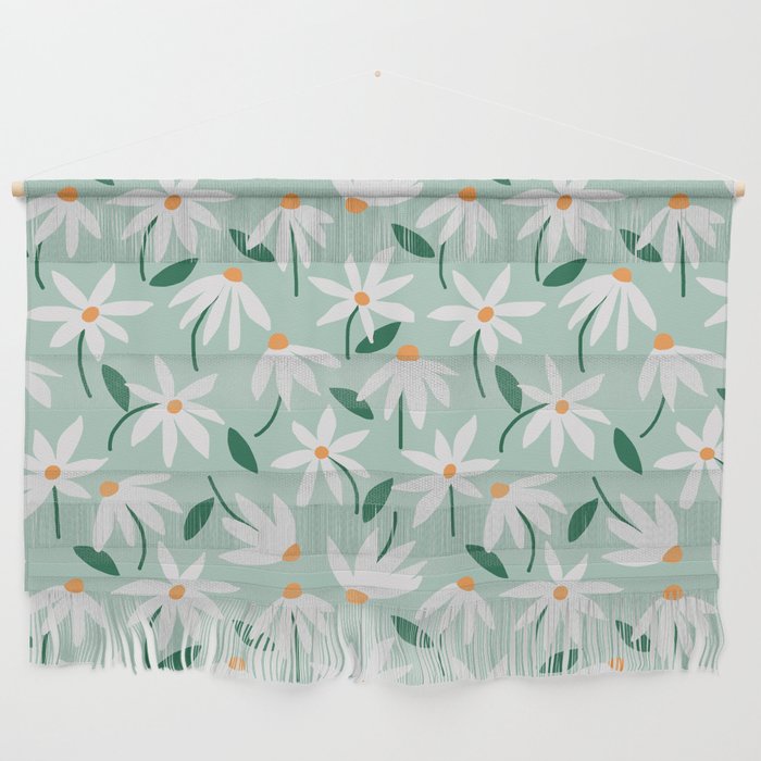 Drifting Daisies #2 - green tangerine Wall Hanging Gallery Image 1