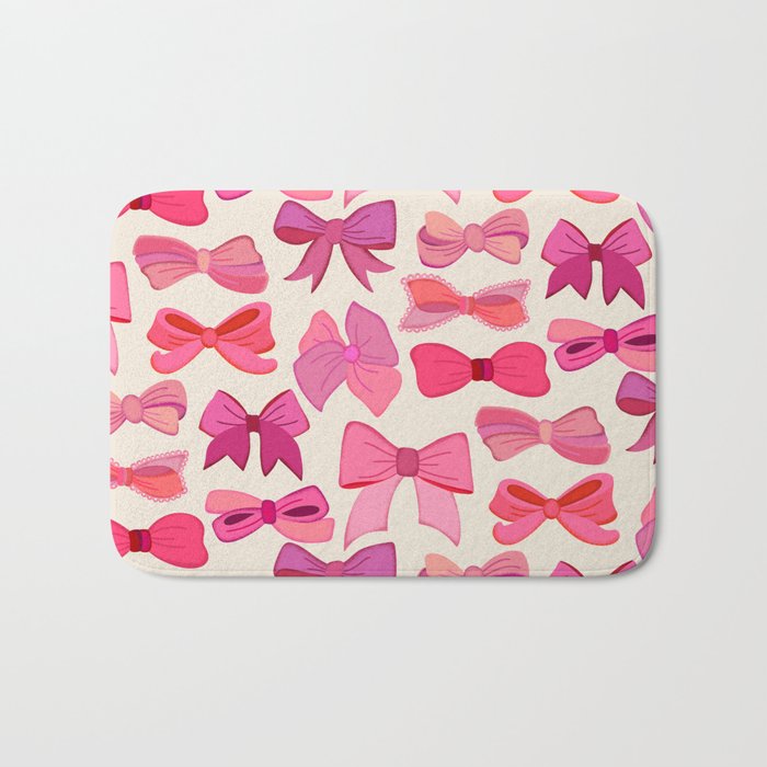 Vintage Pink Bows Bath Mat Gallery Image 1