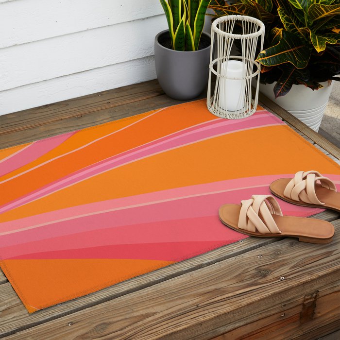 Sunshine Stripe Floral Outdoor Rug Gallery Image 2