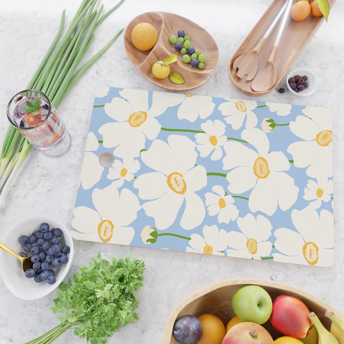 Buttercup field - blue Cutting Board Gallery Image 2