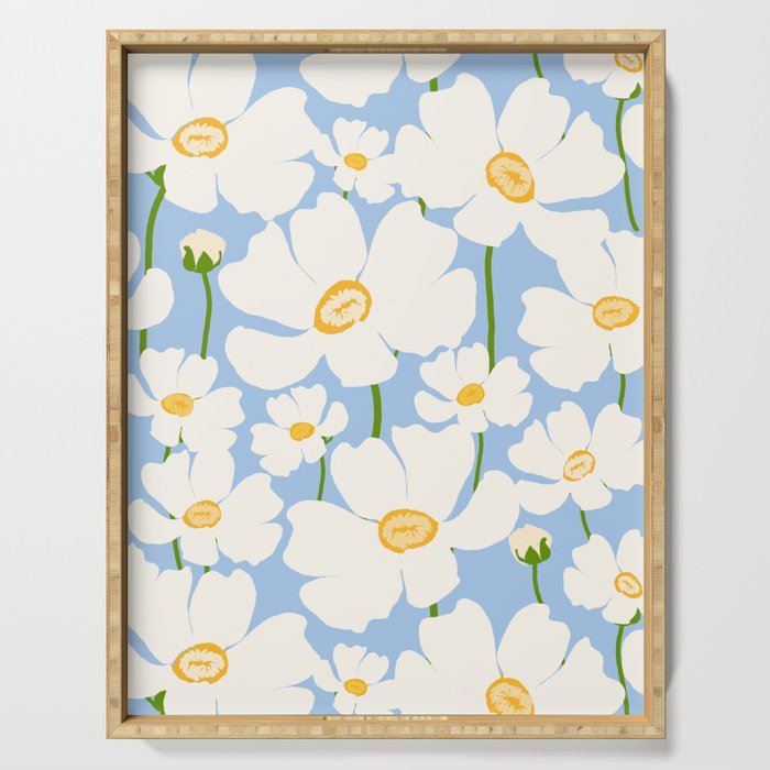 Buttercup field - blue Serving Tray Gallery Image 1