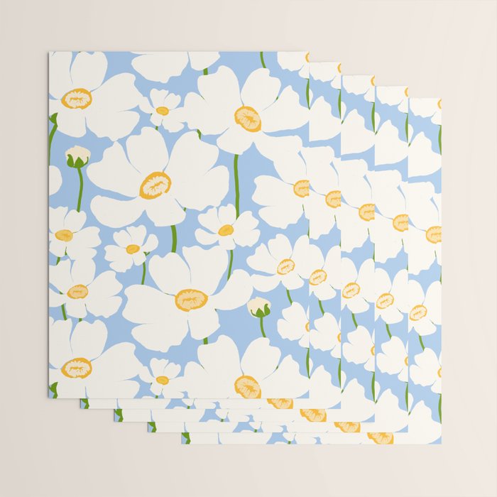 Buttercup field - blue Wrapping Paper Gallery Image 3