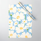 Buttercup field - blue Wrapping Paper Gallery Image 1