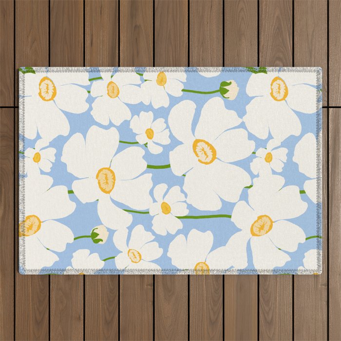 Buttercup field - blue Outdoor Rug Gallery Image 1