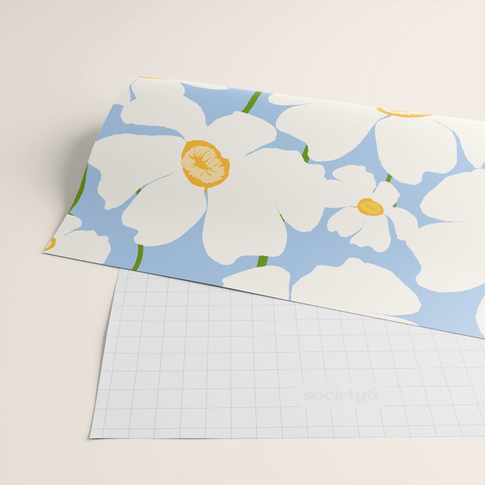 Buttercup field - blue Wrapping Paper Gallery Image 2