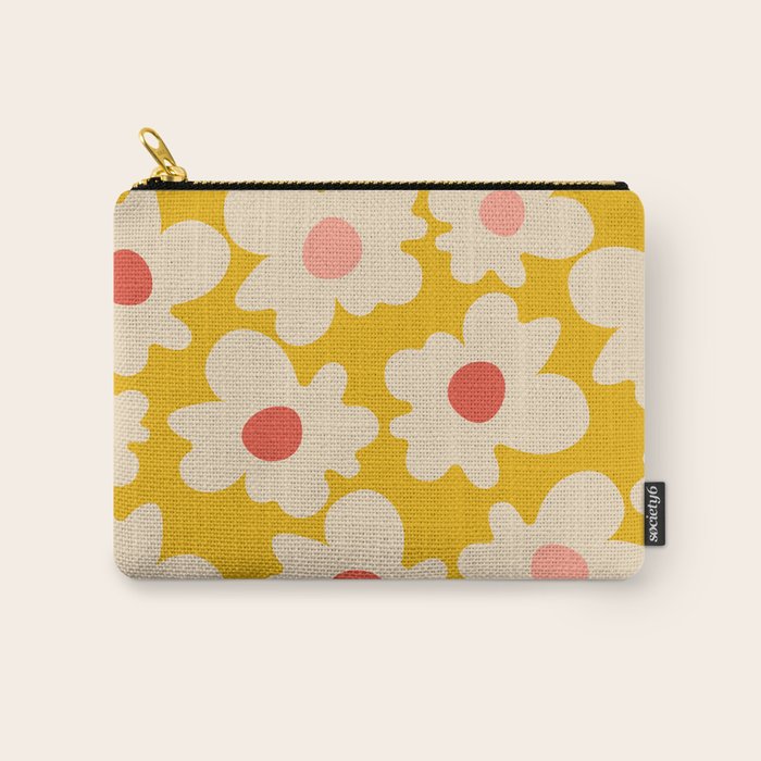 Abstract Flower Shape - Yellow, Red and Peach  Carry All Pouch Gallery Image 1