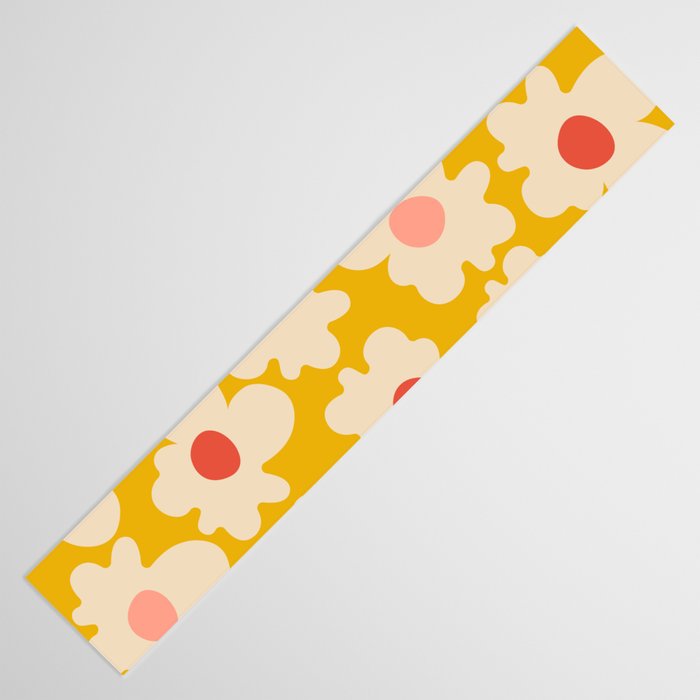 Abstract Flower Shape - Yellow, Red and Peach  Table Runner Gallery Image 3