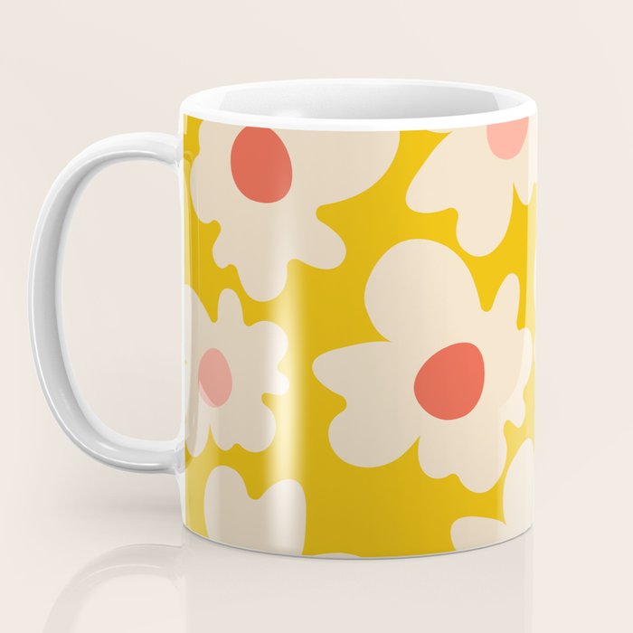 Abstract Flower Shape - Yellow, Red and Peach  Coffee Mug Gallery Image 3