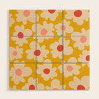 Abstract Flower Shape - Yellow, Red and Peach  Wood Wall Art Gallery Image 1
