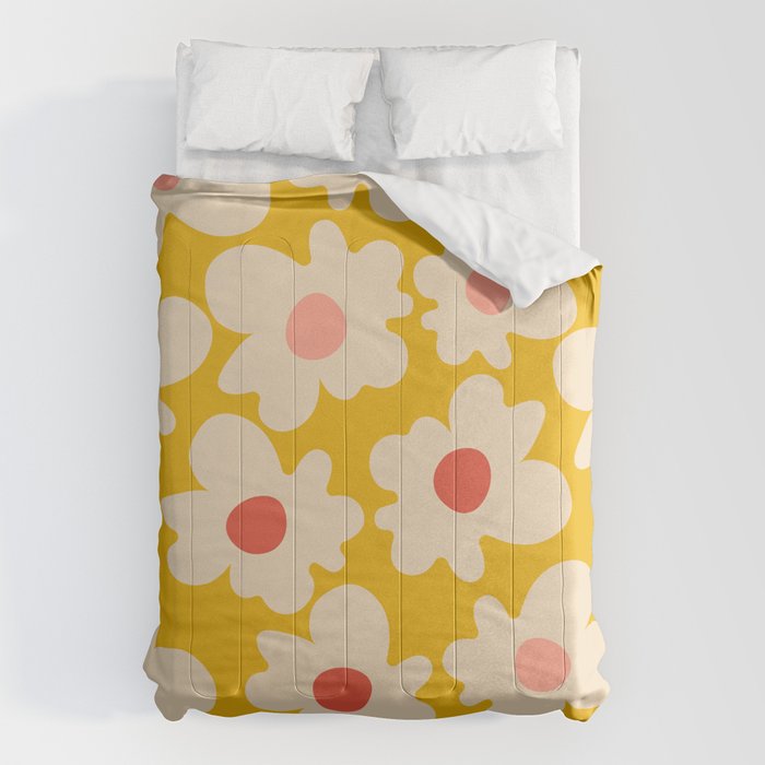 Abstract Flower Shape - Yellow, Red and Peach  Comforter Gallery Image 6