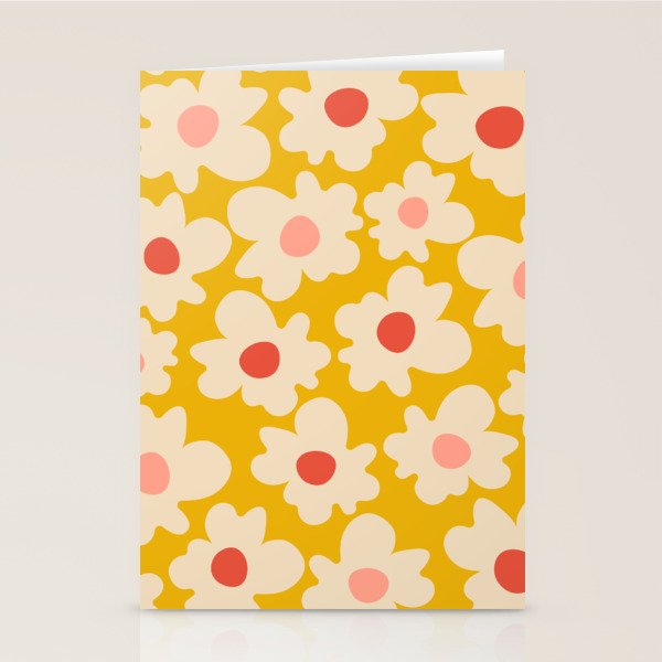 Abstract Flower Shape - Yellow, Red and Peach  Stationery Card Gallery Image 1