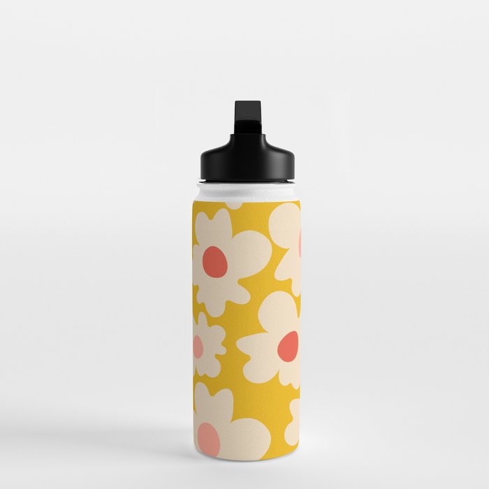 Abstract Flower Shape - Yellow, Red and Peach  Water Bottle Gallery Image 3