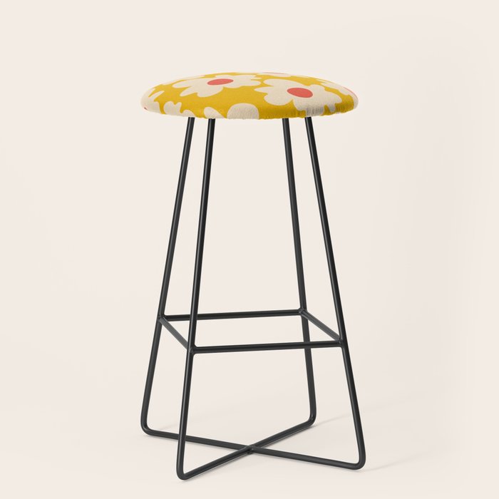Abstract Flower Shape - Yellow, Red and Peach  Stool Gallery Image 1