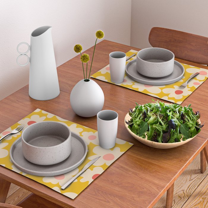 Abstract Flower Shape - Yellow, Red and Peach  Placemat Gallery Image 2