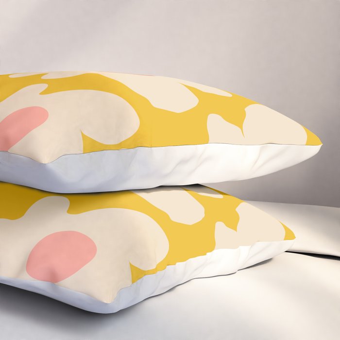 Abstract Flower Shape - Yellow, Red and Peach  Pillow Sham Gallery Image 3