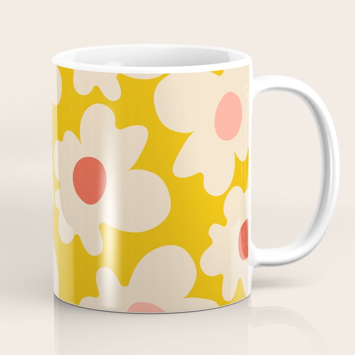 Abstract Flower Shape - Yellow, Red and Peach  Coffee Mug Gallery Image 1