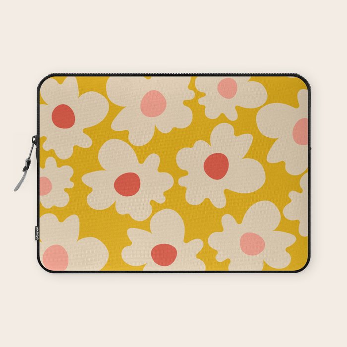 Abstract Flower Shape - Yellow, Red and Peach  Laptop Sleeve Gallery Image 1