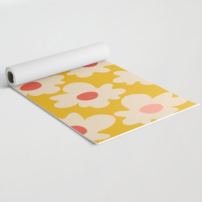 Abstract Flower Shape - Yellow, Red and Peach  Yoga Mat Gallery Image 2