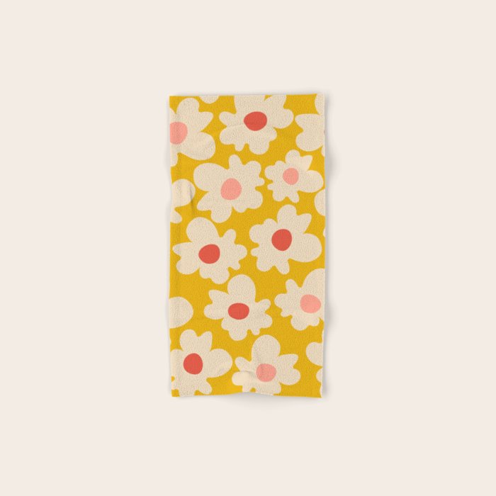 Abstract Flower Shape - Yellow, Red and Peach  Bath Towel Gallery Image 1