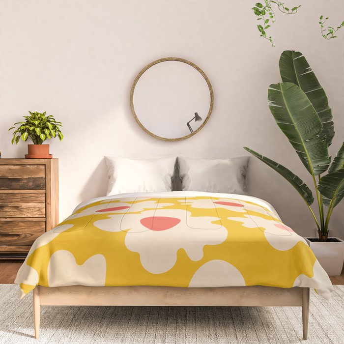 Abstract Flower Shape - Yellow, Red and Peach  Comforter Gallery Image 3