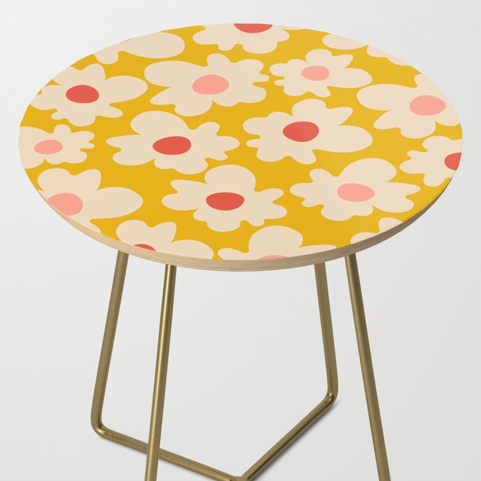 Abstract Flower Shape - Yellow, Red and Peach  Side Table Gallery Image 2