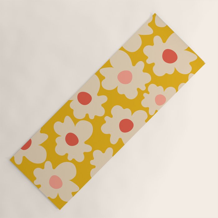 Abstract Flower Shape - Yellow, Red and Peach  Yoga Mat Gallery Image 1