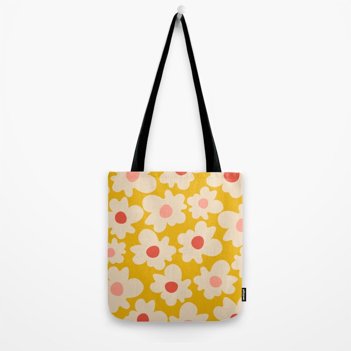 Abstract Flower Shape - Yellow, Red and Peach  Tote Bag Gallery Image 2