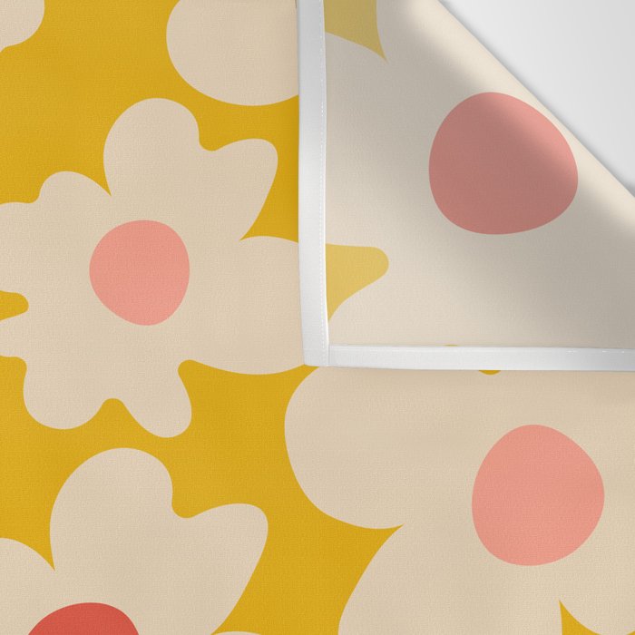 Abstract Flower Shape - Yellow, Red and Peach  Wall Tapestry Gallery Image 3