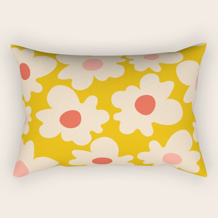 Abstract Flower Shape - Yellow, Red and Peach  Rectangular Pillow Gallery Image 1