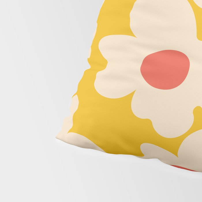 Abstract Flower Shape - Yellow, Red and Peach  Pillow Sham Gallery Image 4