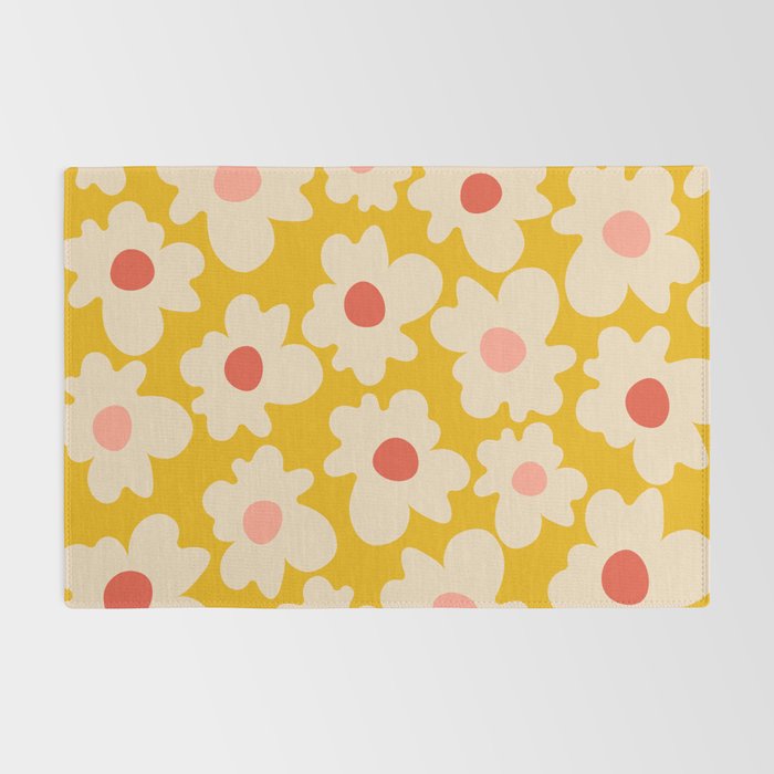 Abstract Flower Shape - Yellow, Red and Peach  Rug Gallery Image 2