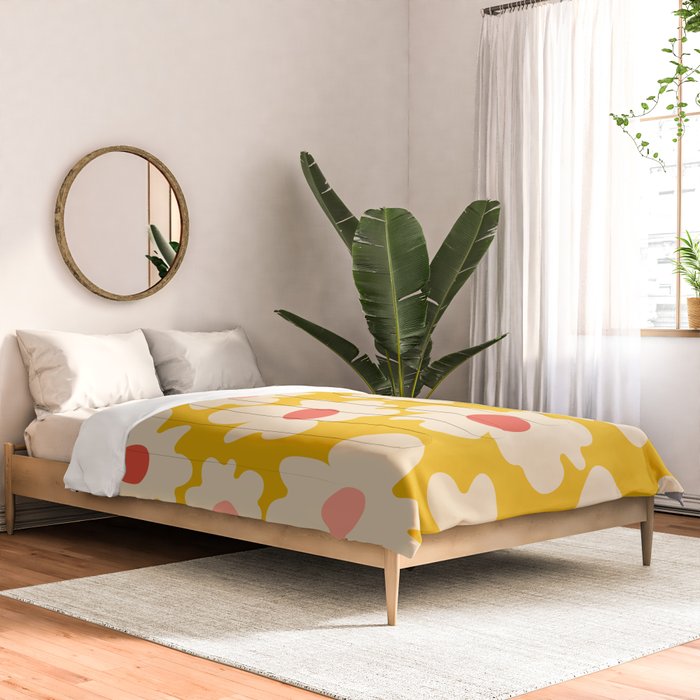 Abstract Flower Shape - Yellow, Red and Peach  Comforter Gallery Image 2