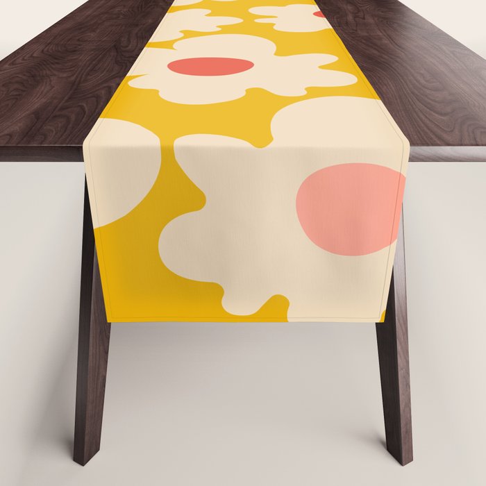 Abstract Flower Shape - Yellow, Red and Peach  Table Runner Gallery Image 1