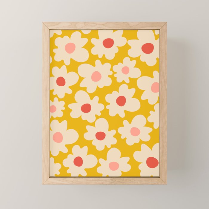 Abstract Flower Shape - Yellow, Red and Peach  Mini Art Print Gallery Image 1