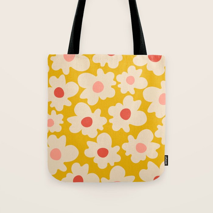 Abstract Flower Shape - Yellow, Red and Peach  Tote Bag Gallery Image 1
