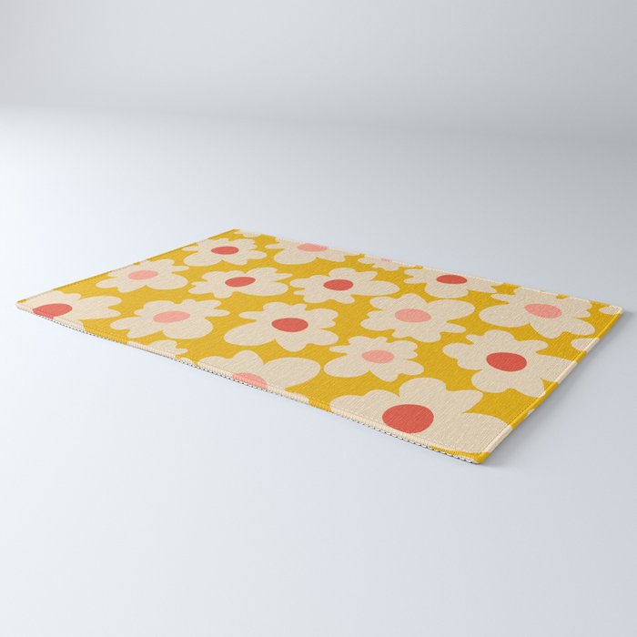 Abstract Flower Shape - Yellow, Red and Peach  Rug Gallery Image 3
