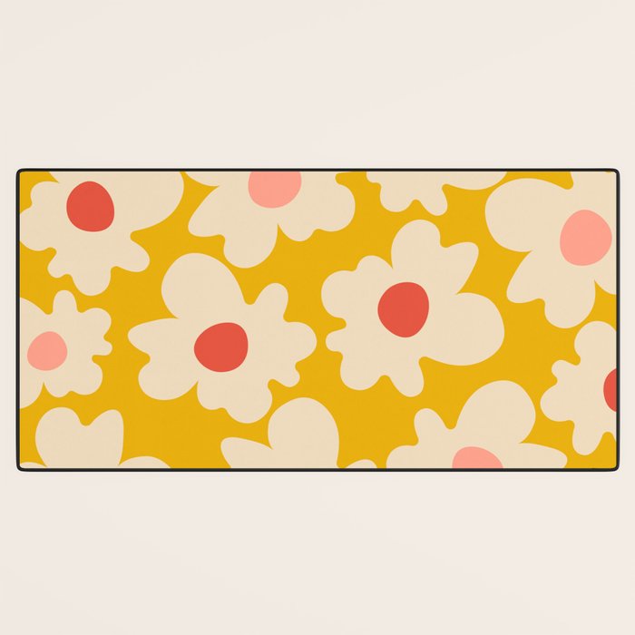 Abstract Flower Shape - Yellow, Red and Peach  Desk Mat Gallery Image 3