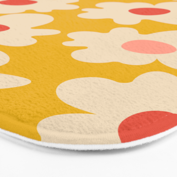 Abstract Flower Shape - Yellow, Red and Peach  Bath Mat Gallery Image 3