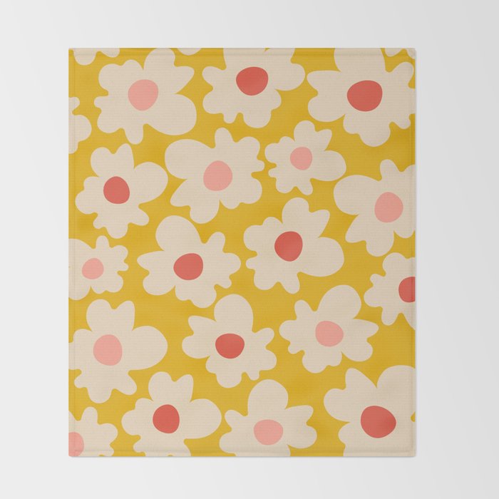 Abstract Flower Shape - Yellow, Red and Peach  Throw Blanket Gallery Image 2