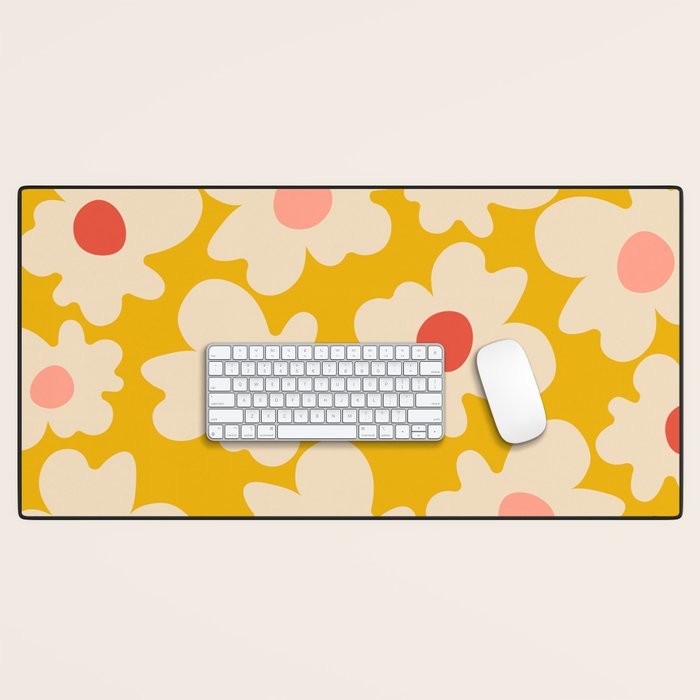 Abstract Flower Shape - Yellow, Red and Peach  Desk Mat Gallery Image 1