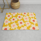 Abstract Flower Shape - Yellow, Red and Peach  Rug Gallery Image 1