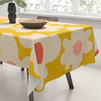 Abstract Flower Shape - Yellow, Red and Peach  Tablecloth Gallery Image 3