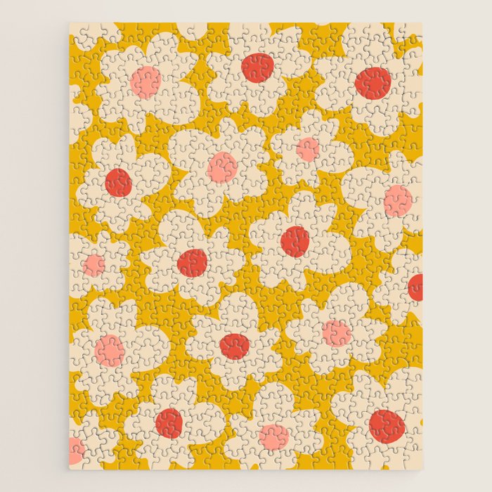 Abstract Flower Shape - Yellow, Red and Peach  Jigsaw Puzzle Gallery Image 1