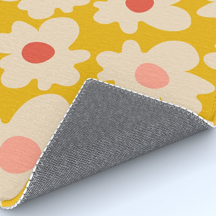 Abstract Flower Shape - Yellow, Red and Peach  Rug Gallery Image 4