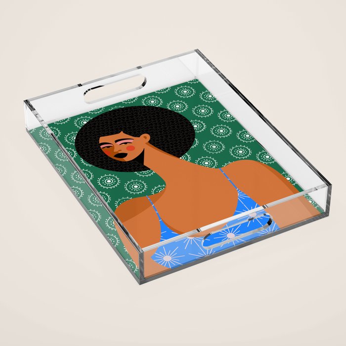 Retro Sun Patterned Dress Acrylic Tray Gallery Image 1