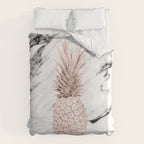 Rose Gold Pineapple on Black and White Marble Duvet Cover Gallery Image 6