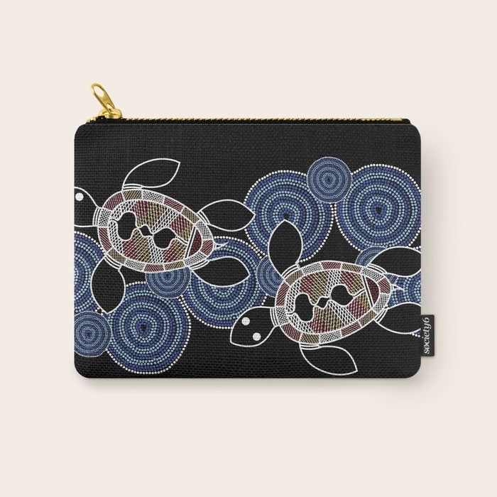 Authentic Aboriginal Art - Sea Turtles 2 Carry All Pouch Gallery Image 1