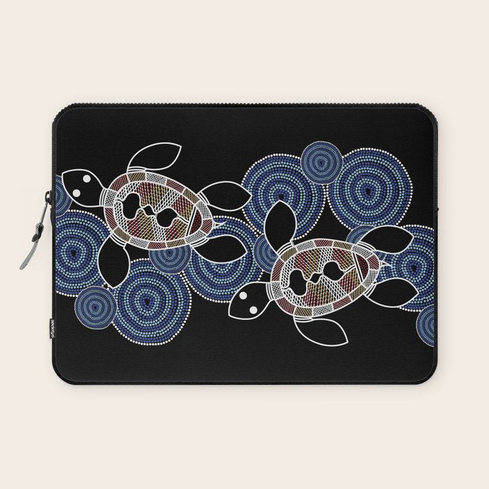 Authentic Aboriginal Art - Sea Turtles 2 Laptop Sleeve Gallery Image 1