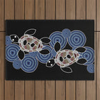 Authentic Aboriginal Art - Sea Turtles 2 Outdoor Rug Gallery Image 1